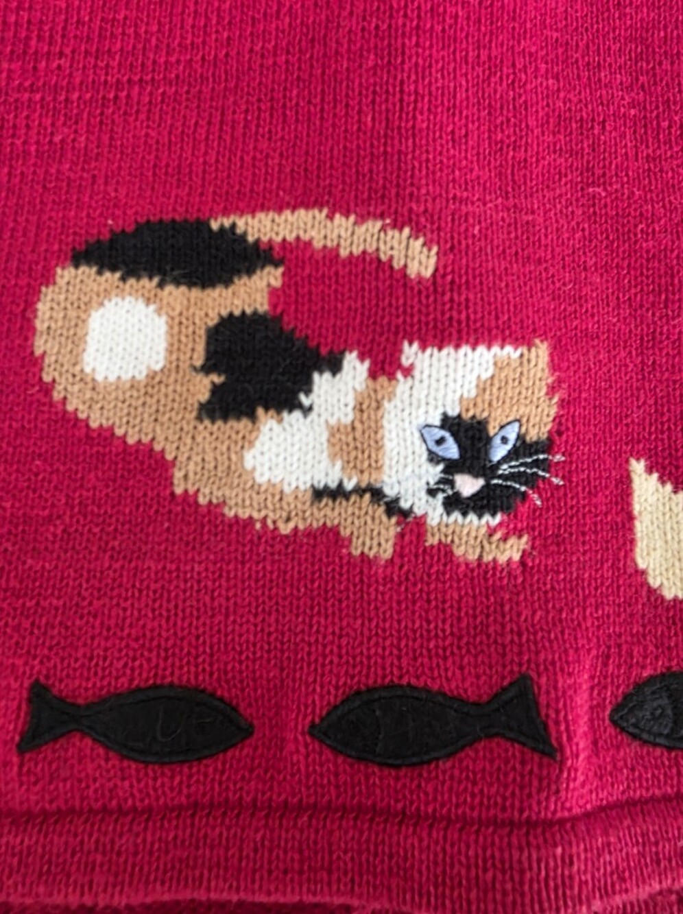 Vintage Tally-Ho Cat Cardigan Size S Novelity Knit - Picture 9 of 12